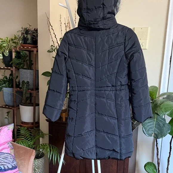 Calvin Klein Kids Black Puffer Coat with Fur Hood - Picture 5 of 16